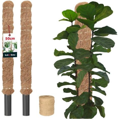 2 pcs Tuteur Plante - Tuteur Coco - ⌀ 3.2 x 50 cm - Fibre de Coco - Tuteurs pour Monstera - Marron - pour Plantes Grimpantes-NANOTEH (1/5)