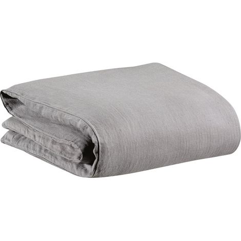 Housse de couette en lin lavé stonewashed pour lit deux personnes coloris Orage 240 x 220 cm - PANGIVO (1/3)