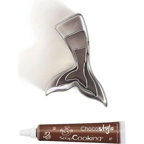 Stylo chocolat + 3 mini emporte-pièces inox Sirènes