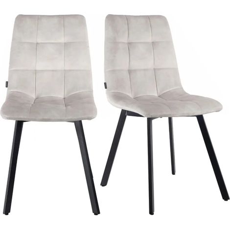 Lot de 2 chaises en velours écru avec pieds en métal noir - NAMI 2 (1/5)
