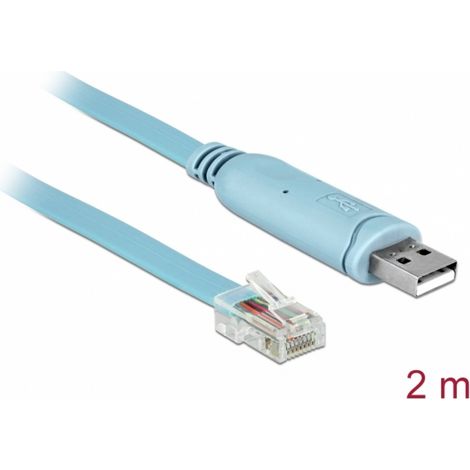 Delock Adaptateur USB USB 1.1, USB 2.0 USB-A mâle, Connecteur RJ45 2.00 m bleu 64185 (1/3)