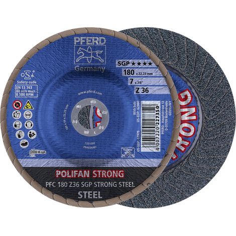 Fächerscheibe POLIFAN Z SGP STRONG STEEL D.180mm Körnung 36 PFC STRONG / B / T29 INOX Zirkonkorund Z (1/5)