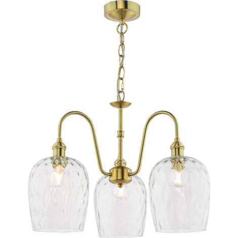 Dar Hadano Suspension Hadano à 3 lumières en laiton naturel et verre (1/2)