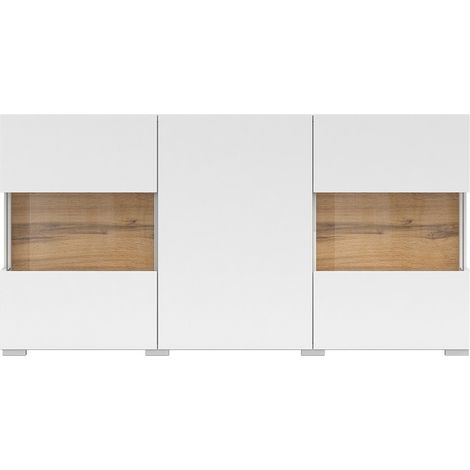 Buffet 120cm Kollektion EVA 3 Türen. Farbe Weiß und Eiche.