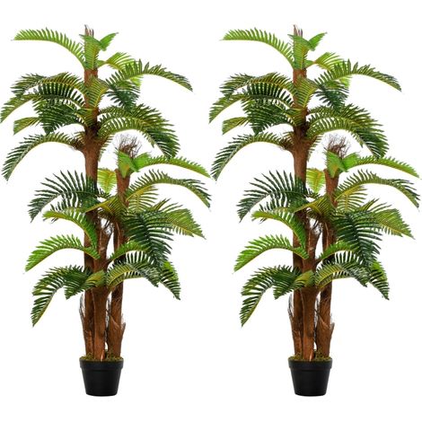 Set of 2 Artificial Plant Tropical Palm in Pot, Fake Plants for Home Indoor Outdoor Decor, 150cm, Green (1/5)