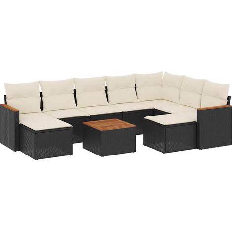 Maison Exclusive - Set de sofás de jardín 10 pzas cojines ratán s (1/5)