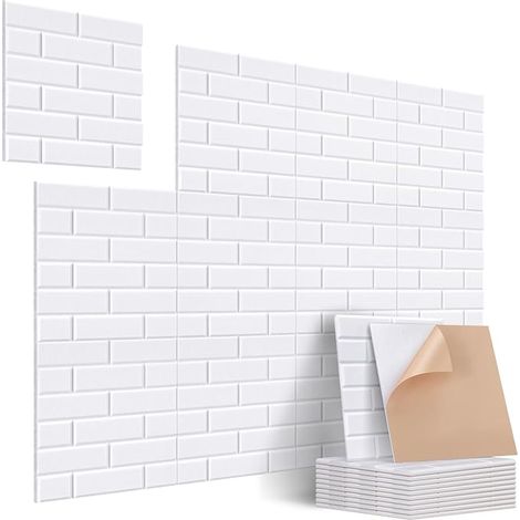 12 Pack Acoustic Brick Panels Self-Adhesive Acoustic Panels for Studio Bedroom Ceiling 30 x 30 x 1cm White (1/5)