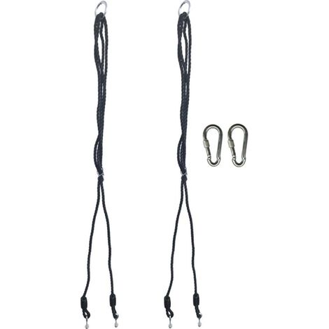 Corde d'extension réglable de 1,1 à 1,8 m avec boucles d'escalade pour balançoire de jardin, balançoire d'arbre, équipement de jeu en plein air, noir (1/5)