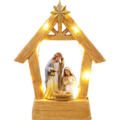 Statuetta del presepe raffigurante il trio della Sacra Famiglia