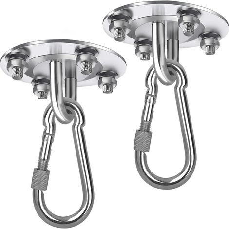 Crochets de plafond Jopassy pour sac de frappe, chaise suspendue, crochets ultra-résistants jusqu'à 450 kg, fixation au plafond en acier inoxydable - Lot de 2 (1/3)