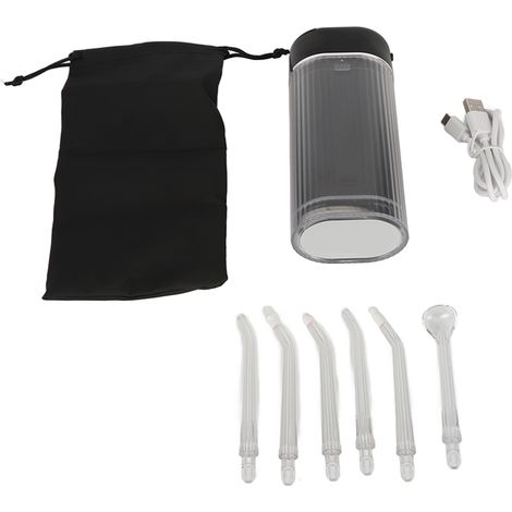 Brossette dentaire sans fil rechargeable noir - Nettoyeur dentaire résine doux, irrigateur oral étanche portable (1/5)