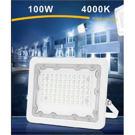 TrAdE Shop Traesio - Faro Led 100w Ultra Slim Bianco Esterno Ip65 Luce Fredda Naturale Calda Fs100w-b - -Bianco Naturale -