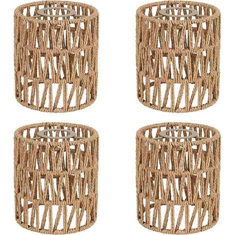 4X Boho Shades Remplacement 5,9 Pouces de Hauteur Pendentif Applique Abat-Jour Ventilateur de Plafond Lumière Couvre Cylindre Tissé Abat-Jour (1/4)
