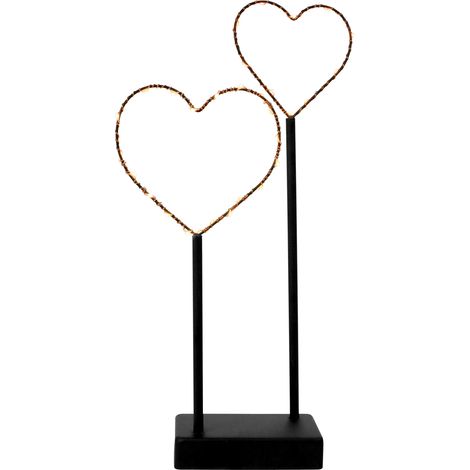 Double Coeur Lumineux sur Pied