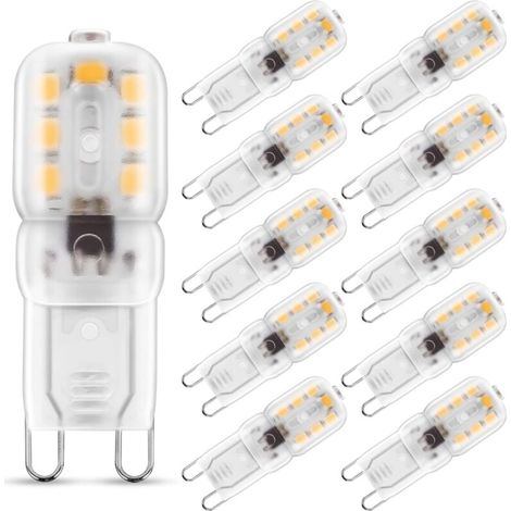2 W G9 Warmweiß 3000 K, LED-Glühbirne, entspricht 25 W Halogenlampe, 230 V AC, 180 lm, 360° breite Strahlen, G9-Sockel, 10er-Pack [Energieklasse A+] (1/4)
