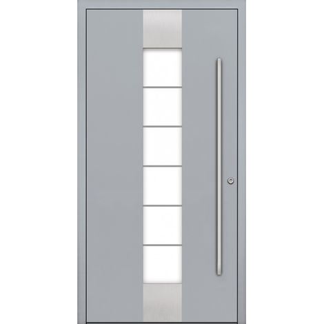 Porte d'entrée en aluminium PASSIVE ALU G1 90 cm gris - Poussant: Droit
