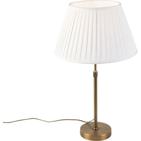 Bronze Tischlampe mit plissiertem Schirm weiß 35 cm - Parte
