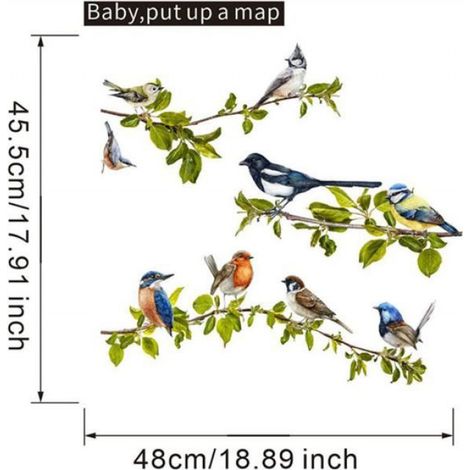Autocollants Fenêtre Oiseaux sur Branche Arbre Anti-Collision Stickers Vitre Anti-Adhésifs Fenêtre Porte Salle de Bain Décalques (1/4)