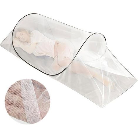 1 Moustiquaire Pop Up, Maille Fine, Fermeture Éclair, 200x80x56cm, Camping Voyage Dortoir (1/5)