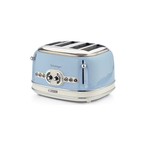 ARIETE Grille-pain 4 Fentes 1600W Ramasse-miettes Amovible Bleu Rétro (1/2)