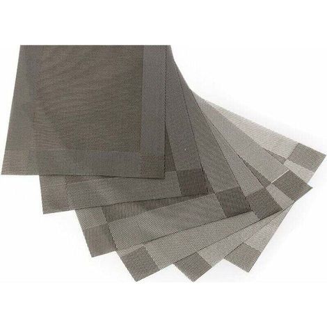 (Grau, 30 x 45 cm) Set mit 6 waschbaren, rutschfesten und umweltfreundlichen PVC-Platzsets – Küchenmatten (1/4)