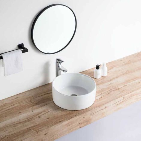 Lavabo blanco brillante sobre encimera cerámico DAVIA Ø40,5 cm Ø40.5 cm