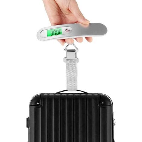 Elektronische Mini-Gepäckwaage, hochpräzise, tragbare Digitalwaage: Wiegt Reisegepäck, Pakete, Einkäufe und Bargeld bis zu 50 kg (LB, G, OZ, kg). Inklusive robustem Nylongurt. (1/4)