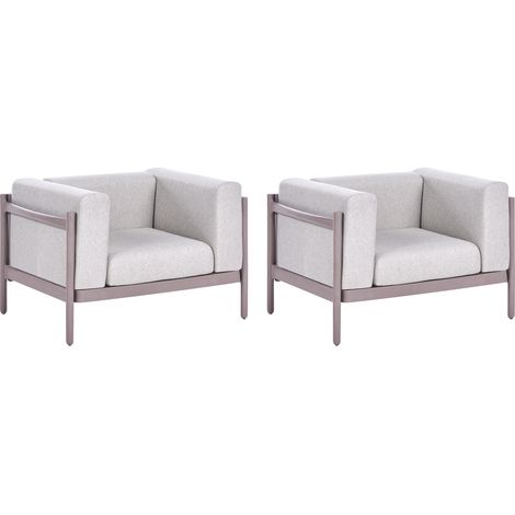 Conjunto de 2 sillones de jardín estructura sintética con cojines gris pardo Ferretti (1/5)
