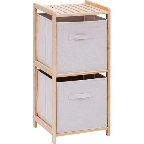 Étagère Salle de Bain 2 Niveaux "Tidy" 77cm Naturel (1/2)
