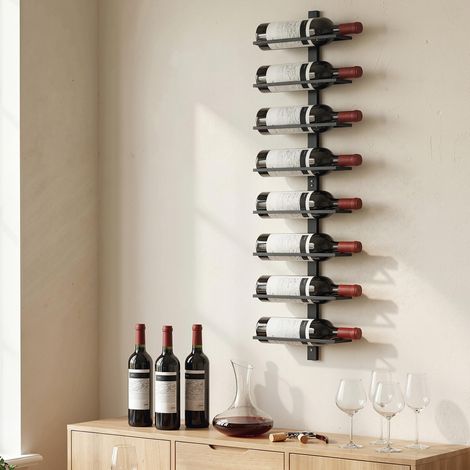 Porte bouteille mural en acier pour 8 bouteilles, pour cuisine, bar, salle à manger, cave, noir (1/5)