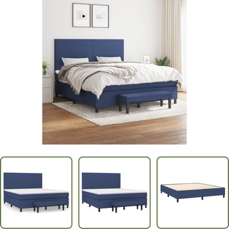 vidaXL Kopfteil - Boxspringbett mit Matratze Blau 180x200 cm Stoff (1/5)