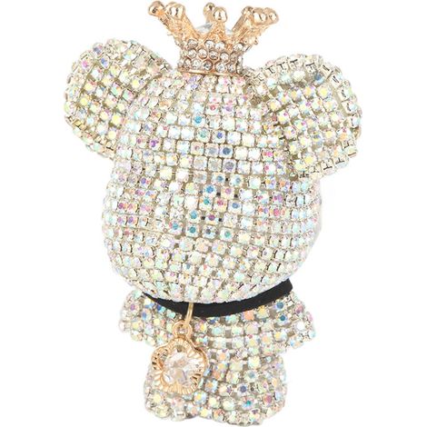 Désodorisant de voiture pour grille d'aération, accessoire de décoration à suspendre pour l'intérieur de la voiture, ours en strass brillants, clip de fixation pour grille d'aération. (1/4)
