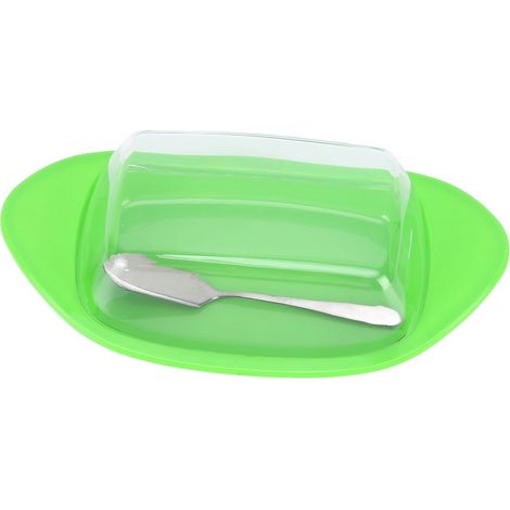 Boîte à beurre en forme de bateau avec couteau et couvercle, récipient à fromage de qualité alimentaire pour la cuisine (vert) (1/5)