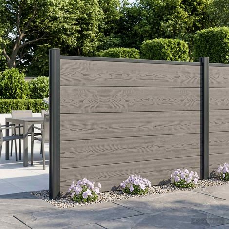 vidaXL Ensemble de Clôture 180 x 105 cm WPC et Aluminium Gris (1/5)