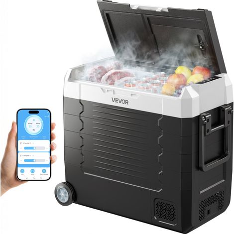 Réfrigérateur Portable à Compression 55 L, Glacière Électrique DC 12/24 V et AC 100-240 V, pour Camping Pêche Caravane, Mini Frigo Voiture à Double Zone, -20 à 20 °C, Contrôle via Application (1/5)