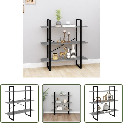 vidaXL Bücherregal Metall - Bücherregal Grau Sonoma 100x30x105 cm Holzwerkstoff (1/5)