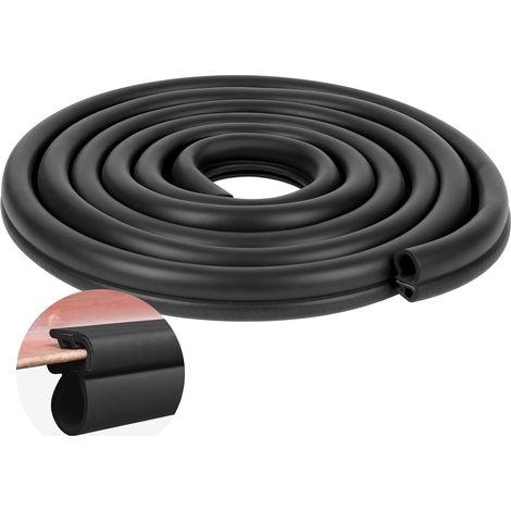 Joint porte garage 3m, Joint de seuil pour porte de garag, Épaisseur Joint de Seuil de sol de garage en caoutchouc, Barrière anti-inondation et isolation thermique, facile à couper(Noir) (1/5)