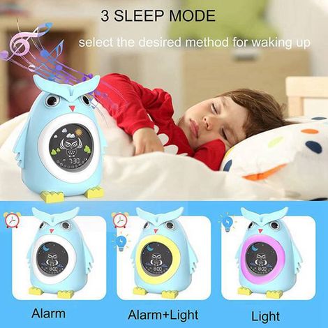 1 blauer LED-Lichtwecker aus Kunststoff in Form eines Adlers, mit LCD-Digitalanzeige und USB-Ladeanschluss.