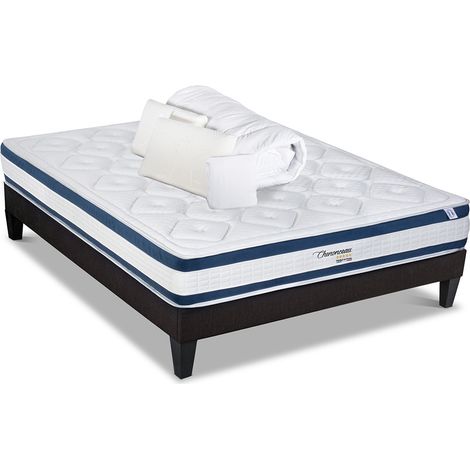 BELLECOUR LITERIE Pack Prêt à dormir CHENONCEAU 180x200 cm Matelas Mémoire de forme + Sommier + Accessoires (1/5)