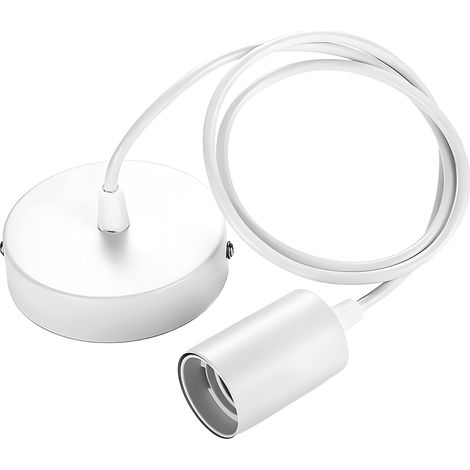 Suspension de lampe blanche E27, avec câble de 100 cm, douille de lampe avec câble, pour salon, plafonnier (1/5)