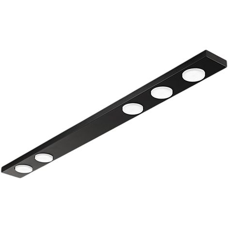 Button - Plafonnier LED 5xGX53 max 15W, Rectangulaire 120x10 cm, Métal Peint, IP20 - Perenz - Noir
