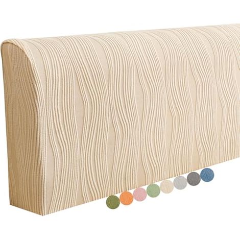 Housse de tête de lit élastique anti-poussière, housse de tête de lit de protection moderne amovible et lavable, beige, 180 cm (170-190 cm).
