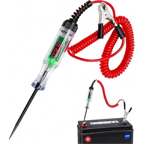 Testeur de courant de voiture avec LED et affichage numérique, lampe de test de voiture, lampe de test 12 V, testeur de courant, testeur de tension pour voiture/camion/moto (1/5)
