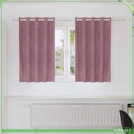 Rideaux occultants - FAFEISY - 4107238 - Velours - Rose foncé - Lot de 2 140 x 140 cm (1/5)