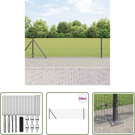 vidaXL Clôture moderne - Poteau de clôture. Gris 50 x 0,6 m (maille 19 x 19 mm) (1/5)