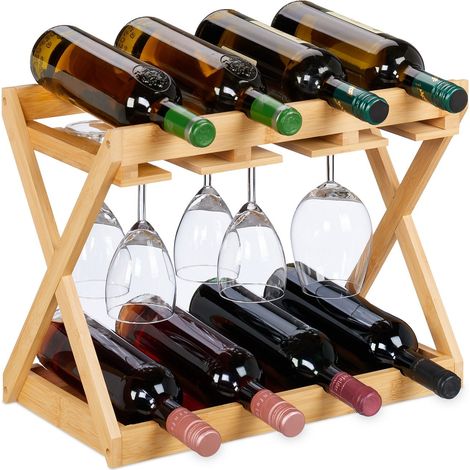 Botellero con portavasos para 8 botellas