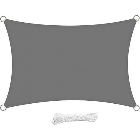 Voile d'ombrage Rectangulaire 3x4 Mètre Imperméable Voile Ombrage résistant à l'eau Anti UV 4x3 m pour Jardin Terrasse Patio,Gris (1/5)