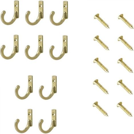 Set di 10 robusti ganci da parete per ante della cucina, bagno, vestiti, accappatoi, asciugamani, cappelli, chiavi (oro)