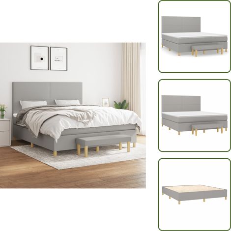 Boxspringbett mit Matratze Hellgrau 160x200 cm Stoff - Boxspringbett - Doppelbett - Bettenrahmen - Schlafsystem - Hellgraues Bett (1/5)