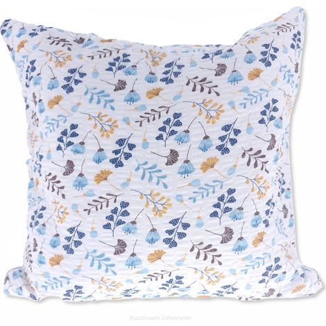 federa decorativa 40x40 cm bianca turchese blu navy oro con stampa floreale